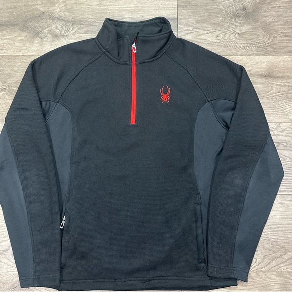 Spyder Outbound 1/4 Zip Core Pullover Sweater Jacket Black Red Men’s Sz Medium - Picture 3 of 7